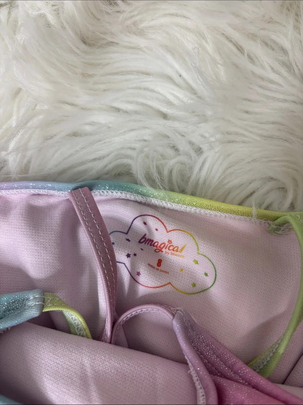 Bmagical by Btween Pastel Rainbow Ruffle Dance Leotard Cheer Gymnastics Size 8